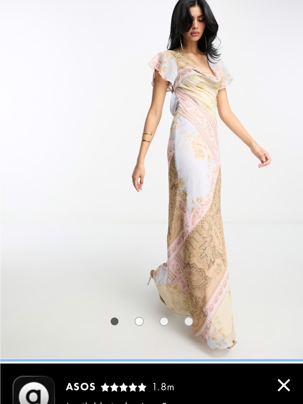 ASOS Pink, Cream & Gold Paisley Maxi Dress